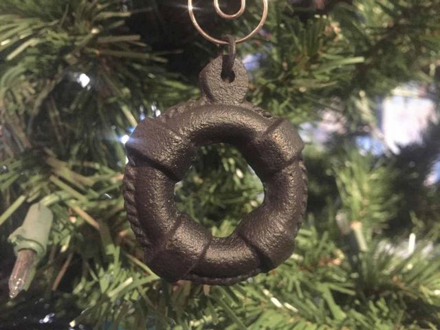 Rustic Black Cast Iron Lifering Christmas Ornament 4 