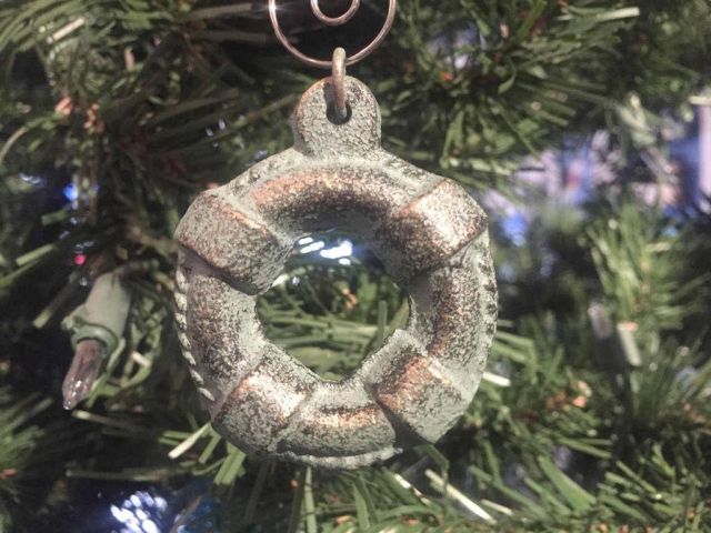 Antique Bronze Cast Iron Lifering Christmas Ornament 4 