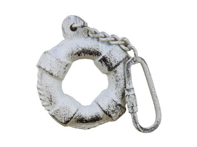 Rustic Whitewashed Cast Iron Lifering Key Chain 5