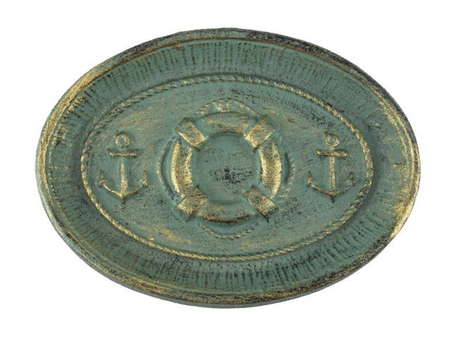Antique Bronze Cast Iron Decorative Anchors And Lifering Bowl 8
