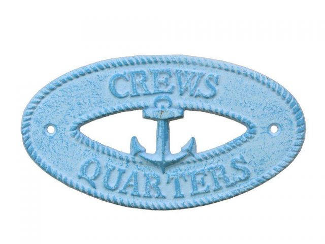 Light Blue Whitewashed Cast Iron Crews Quarters with Anchor Sign 8