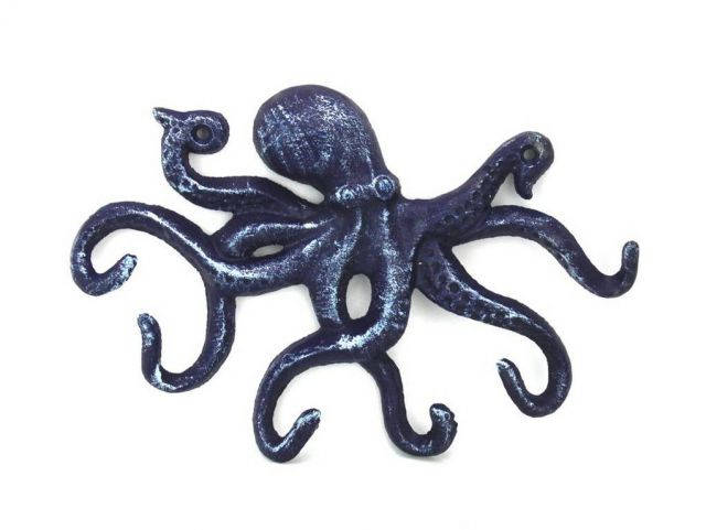 Rustic Dark Blue Cast Iron Octopus Hook 11