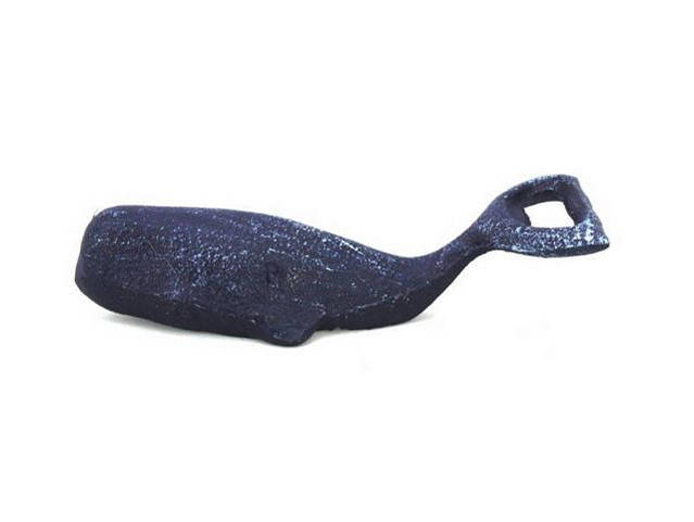 Rustic Dark Blue Cast Iron Whale Bottle Opener 7