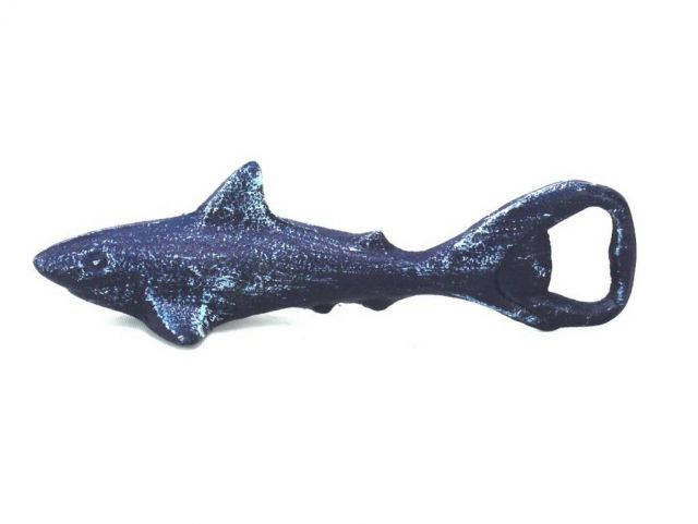 Rustic Dark Blue Cast Iron Shark Bottle Opener 6