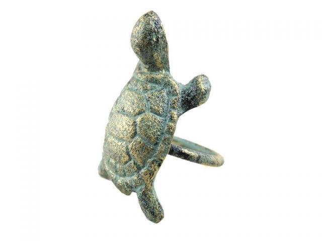 Antique Bronze Cast Iron Turtle Napkin Ring 3 - Set of 2