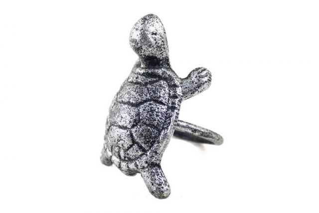 Antique Silver Cast Iron Turtle Napkin Ring 3 - Set of 2