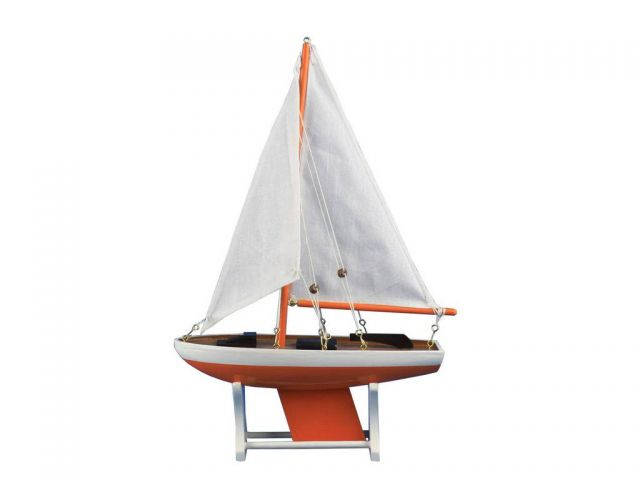 Wooden Decorative Sailboat Model 12 - Orange Model Boat
