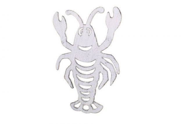 Rustic Whitewashed Cast Iron Lobster Trivet 11