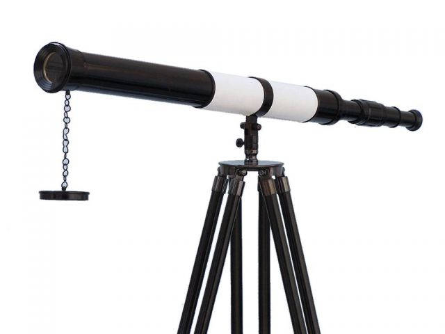 Admirals Floor Standing Oil Rubbed Bronze-White Leather with Black Stand Telescope 60