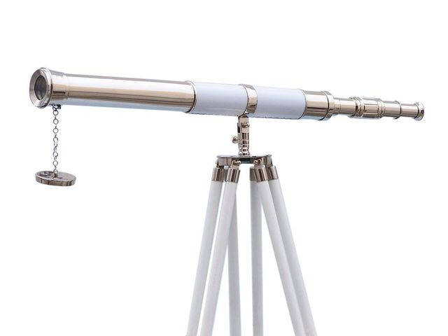 Admirals Floor Standing Chrome with White Leather Telescope 60