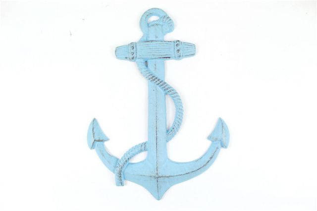 Rustic Light Blue Cast Iron Anchor 17