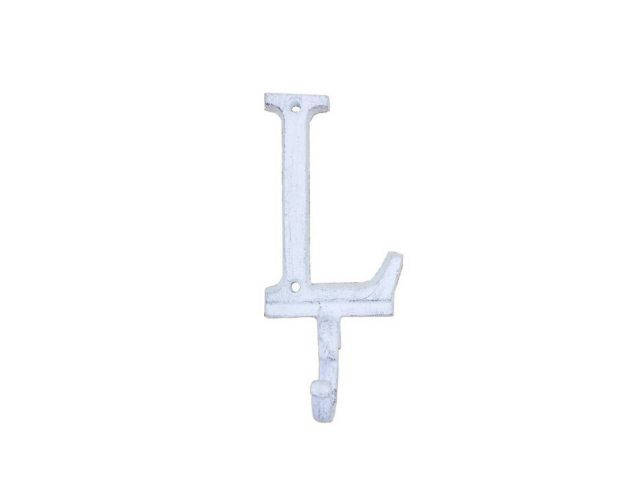 Whitewashed Cast Iron Letter L Alphabet Wall Hook 6