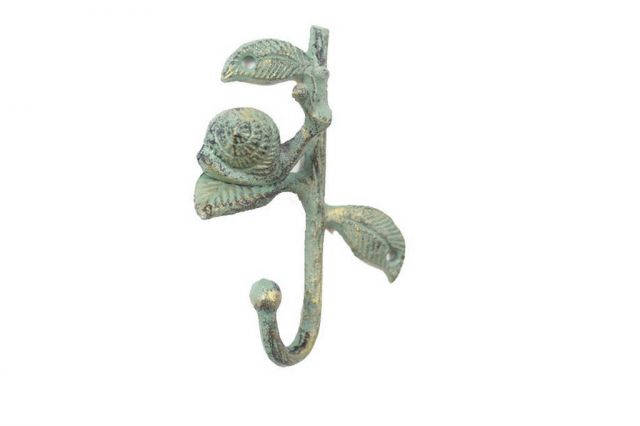 Antique Seaworn Bronze Cast Iron Decorative Snail Hook 6
