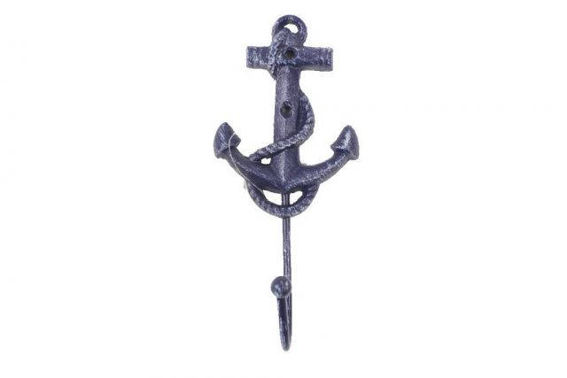 Rustic Dark Blue Cast Iron Anchor Hook 7
