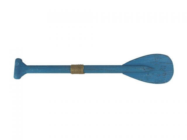 Wooden Rustic Light Blue Decorative Rowing Boat Paddle With Hooks 24
