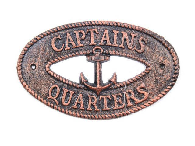 Rustic Copper Cast Iron Captains Quarters with Anchor Sign 8