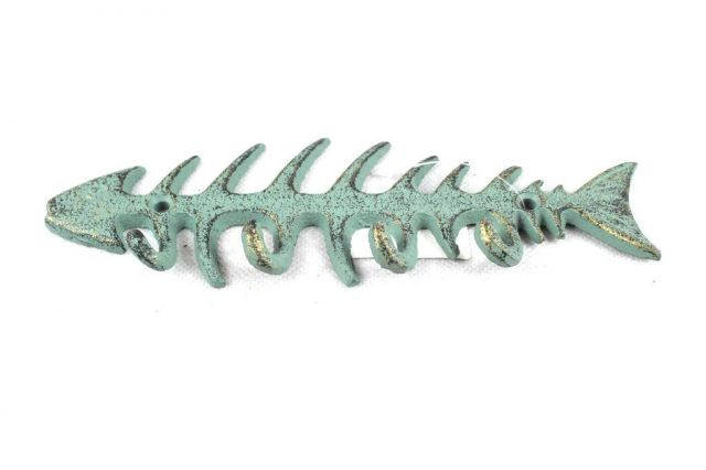 Antique Bronze Cast Iron Fish Bone Key Rack 8