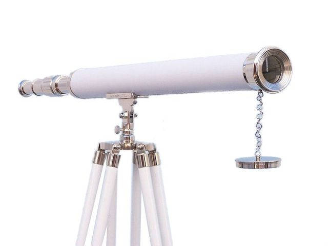 Hampton Collection Chrome with Leather Harbor Master Telescope 60