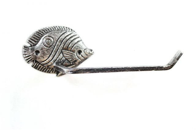 Rustic Silver Cast Iron Butterfly Fish Toilet Paper Holder 11
