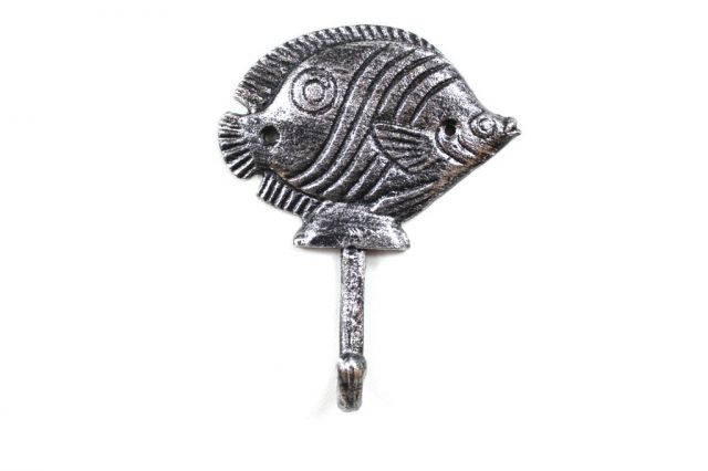 Rustic Silver Cast Iron Butterfly Fish Wall Hook 6