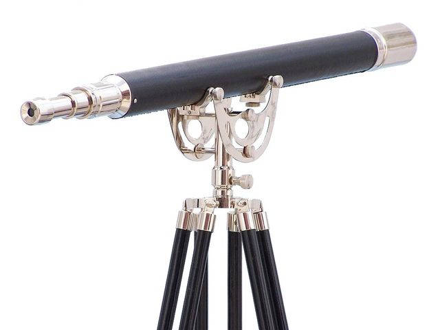 Floor Standing Chrome-Leather Anchormaster Telescope 65