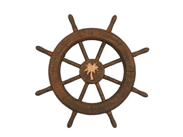 Flying Dutchman Ghost Pirate Decorative Ship Wheel With Palm Tree 18