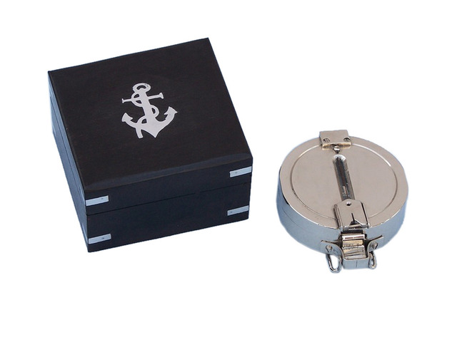 Chrome Clinometer Compass with Black Rosewood Box 4