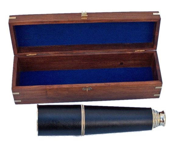 Deluxe Class Hampton Collection Solid Brass with Leather Spyglass with Rosewood Box 36