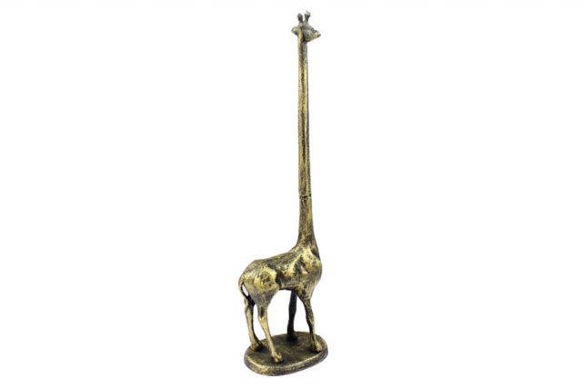 Rustic Gold Cast Iron Giraffe Extra Toilet Paper Stand 19