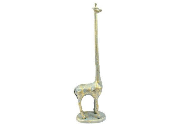 Antique Seaworn Bronze Cast Iron Giraffe Extra Toilet Paper Stand 19