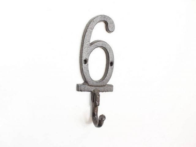 Cast Iron Number 6 Wall Hook 6