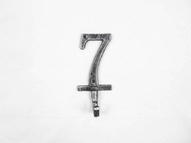 Rustic Silver Cast Iron Number 7 Wall Hook 6