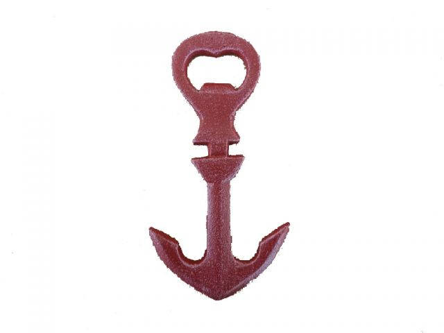 Rustic Red Whitewashed Cast Iron Anchor Bottle Opener 5
