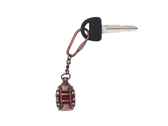 Antique Copper Anchor Red Lantern Key Chain 5