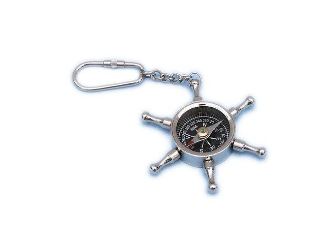 Chrome Ship Wheel Compass Key Chain 5