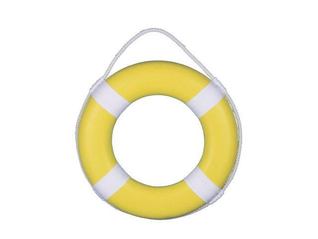 Yellow Painted Decorative Lifering with White Bands 15