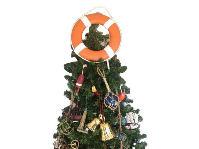 Orange Lifering with White Bands Christmas Tree Topper Decoration 