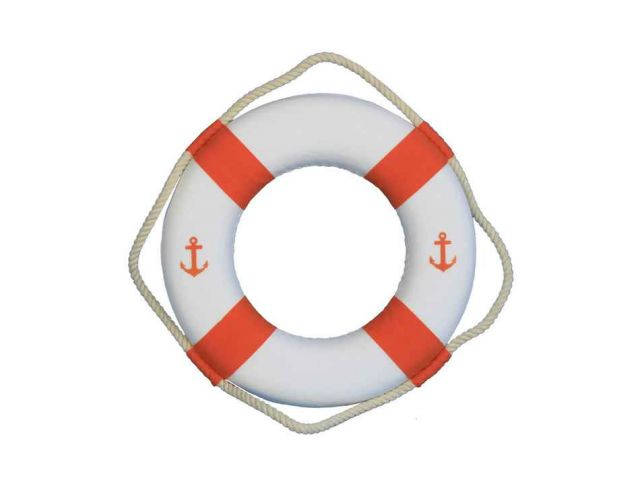 Classic White Decorative Anchor Lifering With Orange Bands 10