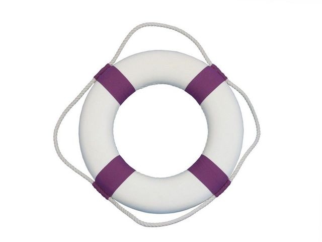 Classic White Decorative Lifering with Purple Bands 15