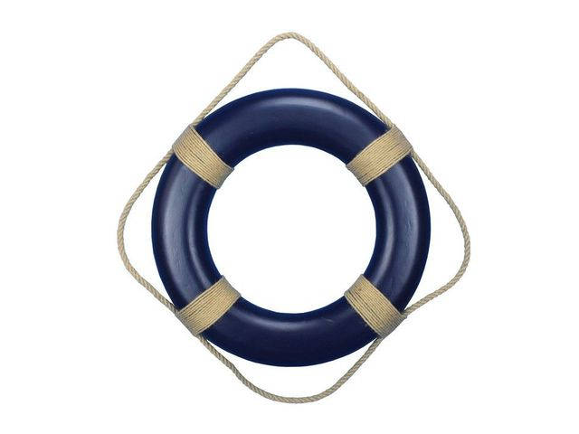 Blue Painted Decorative Life Ring with Rope Bands 20