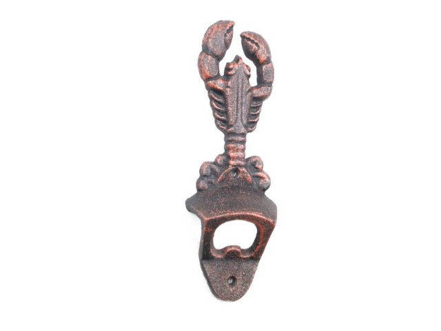 Rustic Copper Cast Iron Wall Mounted Lobster Bottle Opener 6