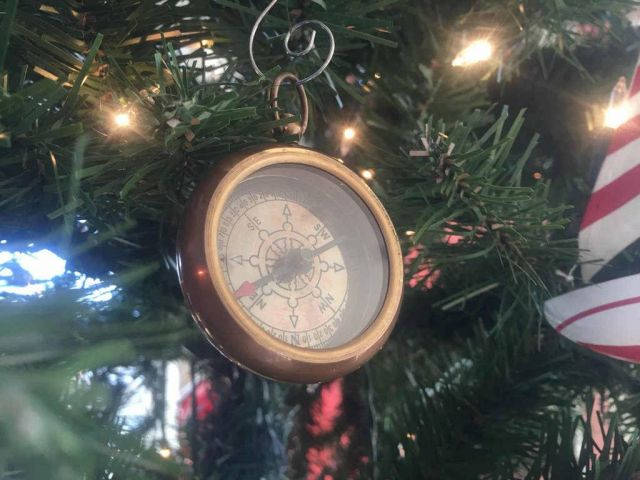 Antique Brass RMS Titanic White Star Pocket Compass Christmas Ornament 3 
