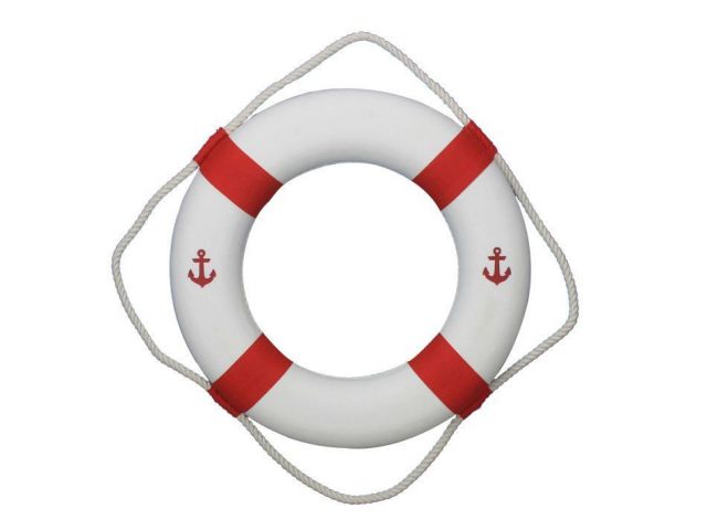 Classic White Decorative Anchor Lifering with Red Bands 20