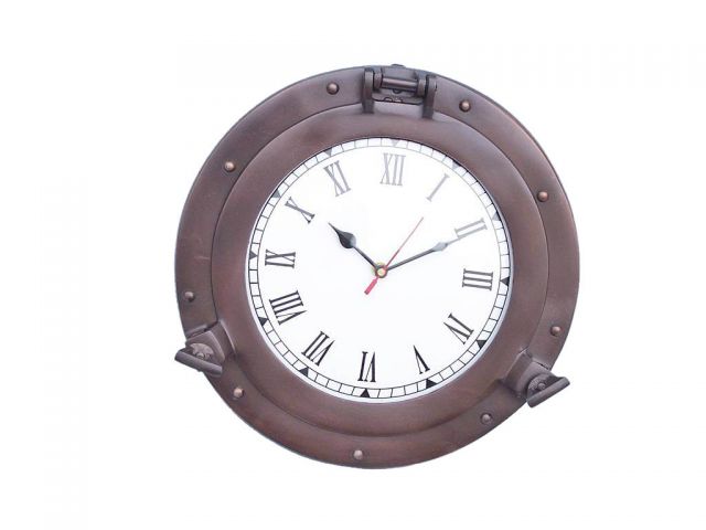 Bronzed Deluxe Class Porthole Clock 12 