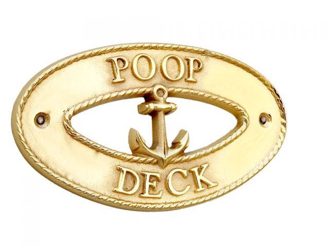 Brass Poop Deck Oval Sign with Anchor 8