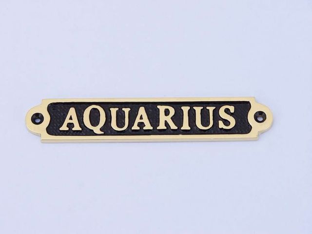 Solid Brass-Black Aquarius Sign 5