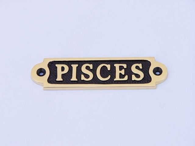 Solid Brass-Black Pisces Sign 4