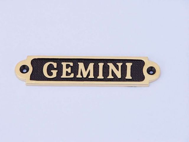 Solid Brass-Black Gemini Sign 4