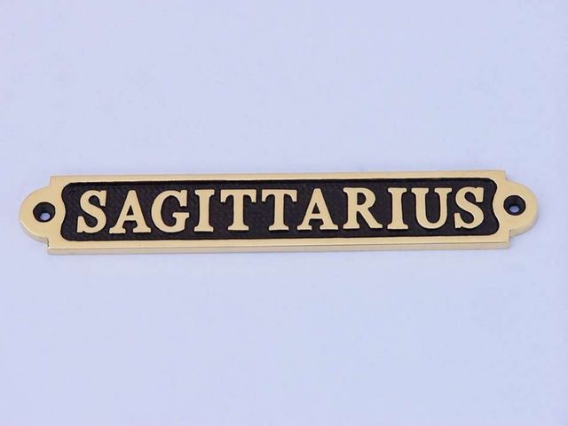 Solid Brass-Black Sagittarius Sign 6