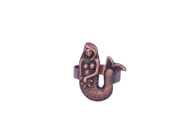 Antique Copper Mermaid Napkin Ring 2
